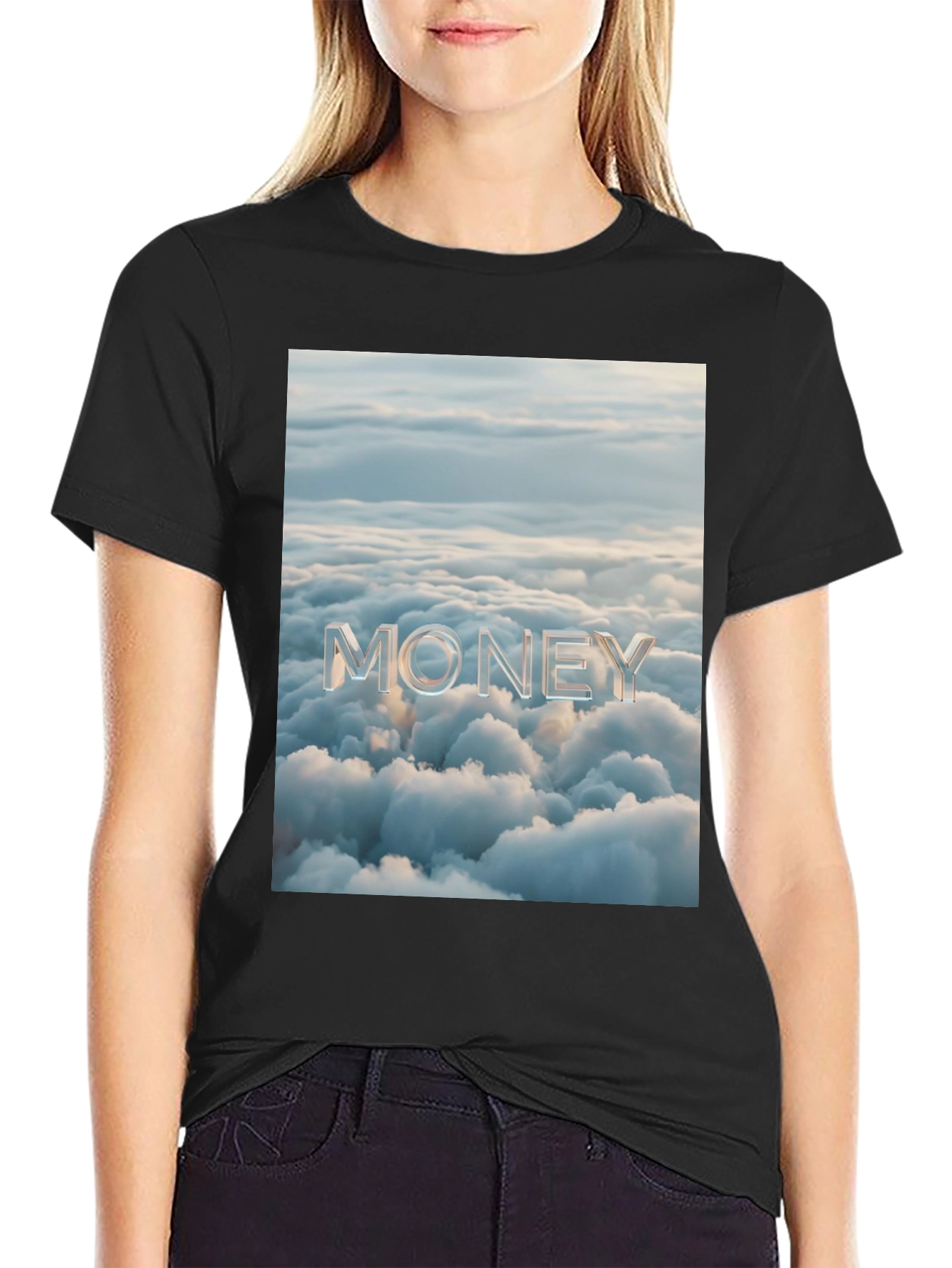 Money Clouds Black Graphic Tee Shirt