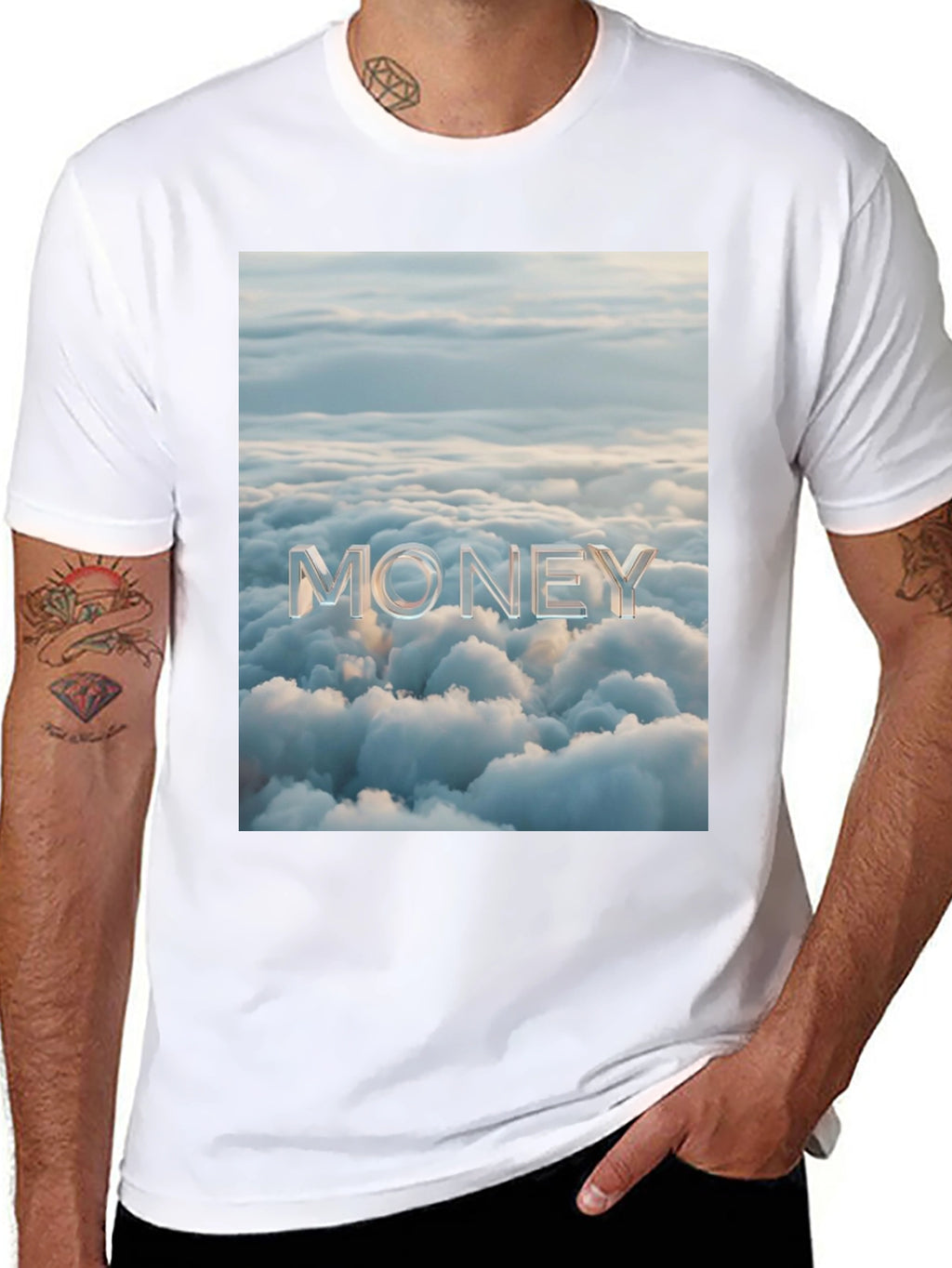 Money Clouds Black Graphic Tee Shirt