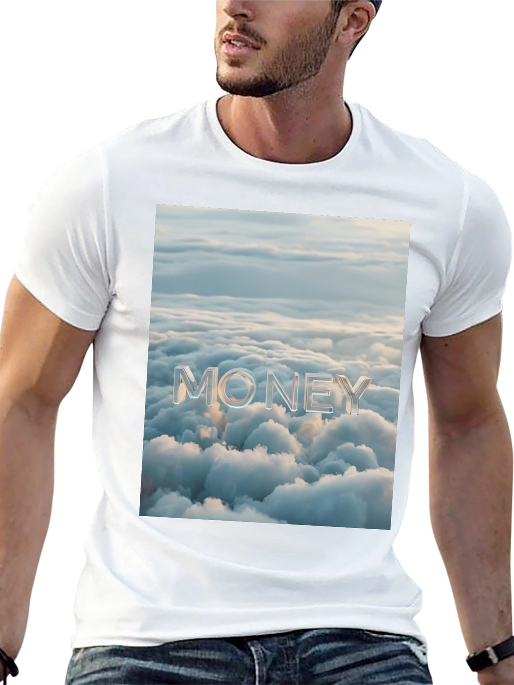 Money Clouds Black Graphic Tee Shirt