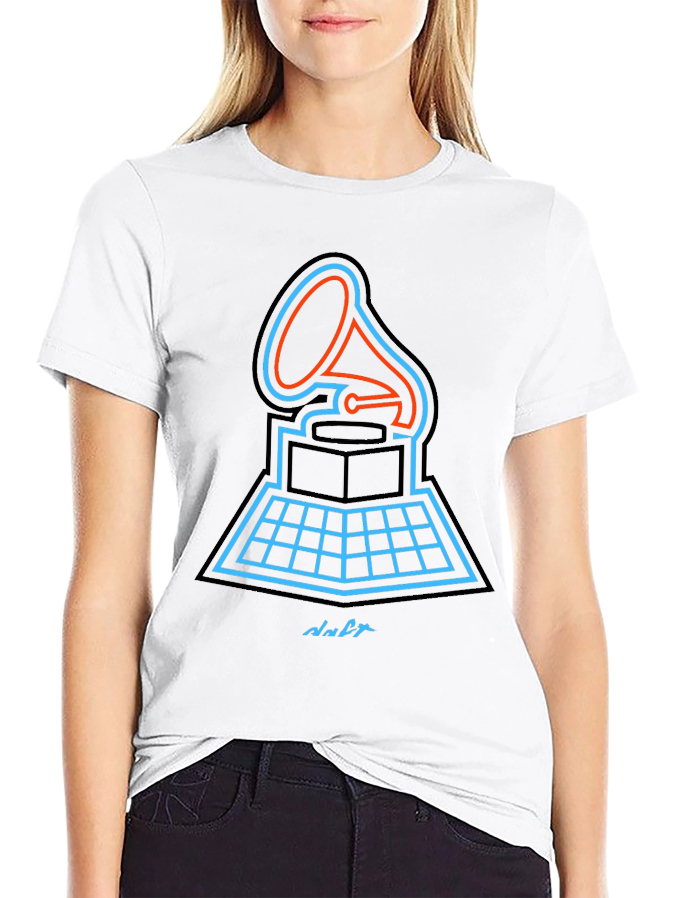 Retro Gramophone Graphic Tee - Music Lovers Black T-Shirt