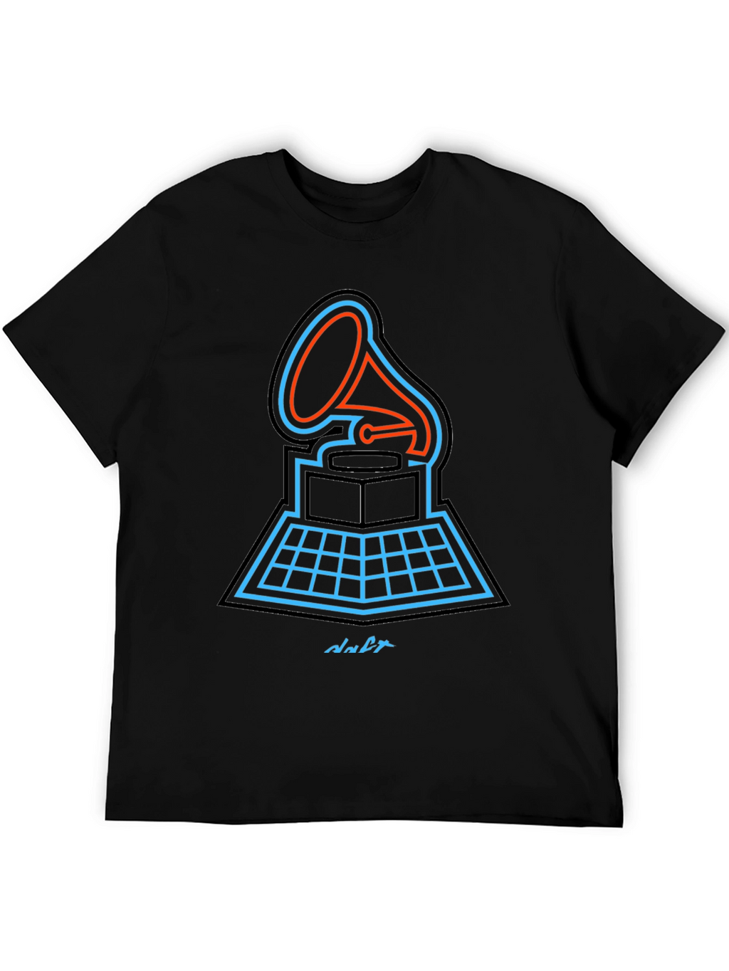Retro Gramophone Graphic Tee - Music Lovers Black T-Shirt