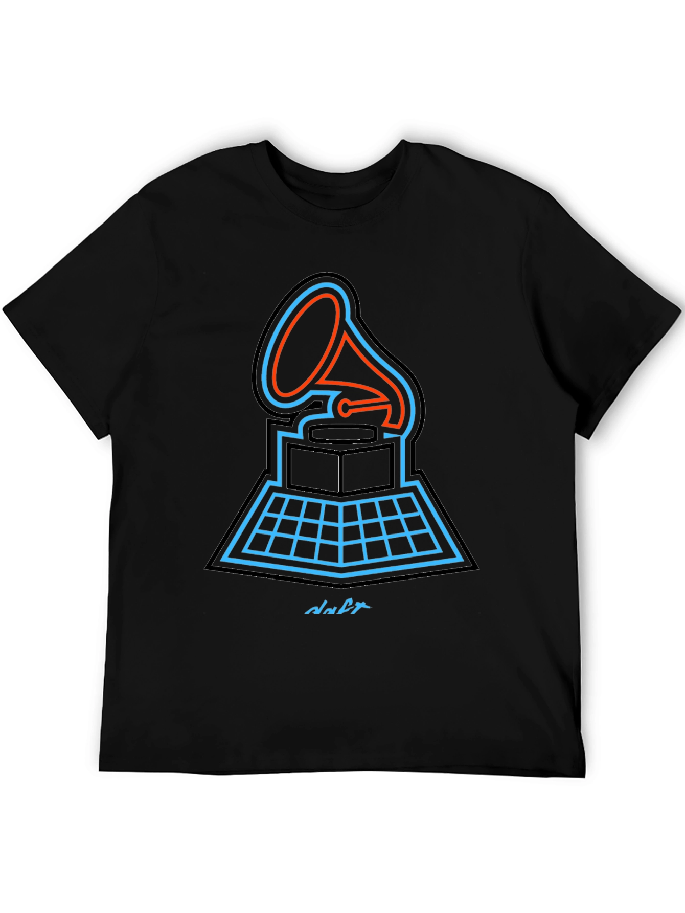 Retro Gramophone Graphic Tee - Music Lovers Black T-Shirt