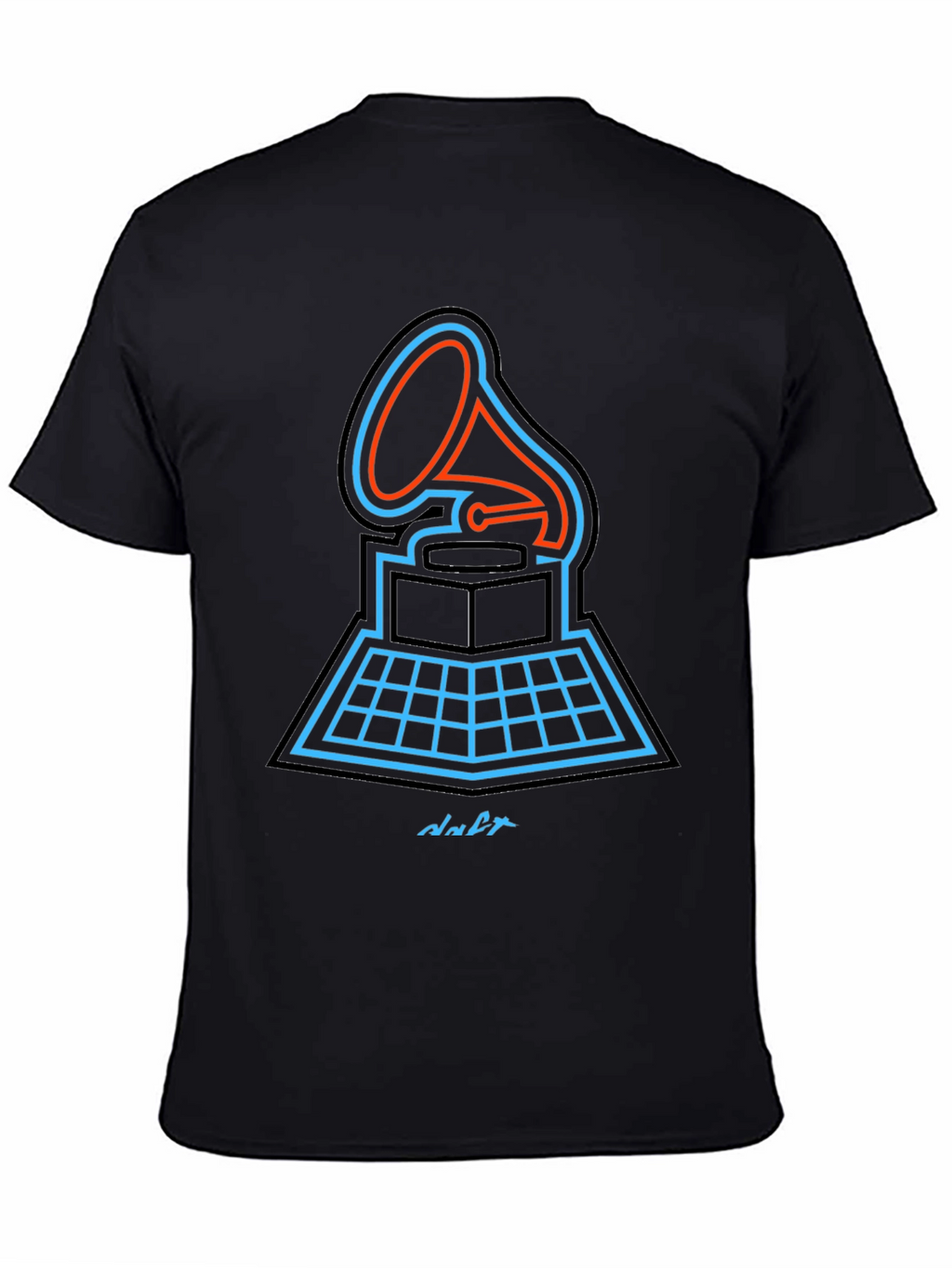 Retro Gramophone Graphic Tee - Music Lovers Black T-Shirt