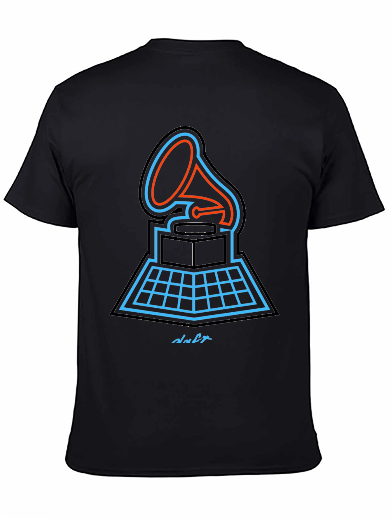 Retro Gramophone Graphic Tee - Music Lovers Black T-Shirt