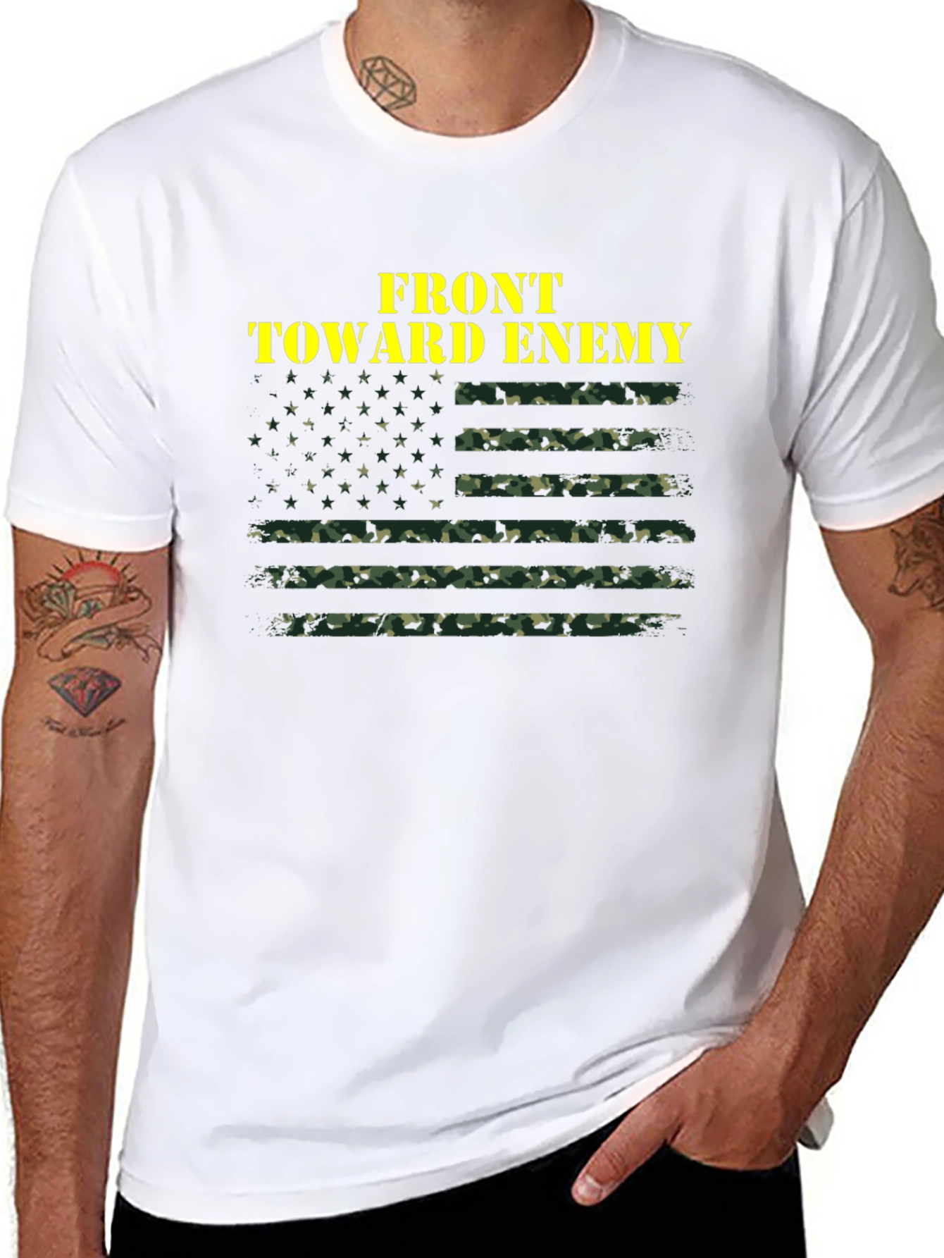 Front Toward Enemy Camo Flag T-Shirt