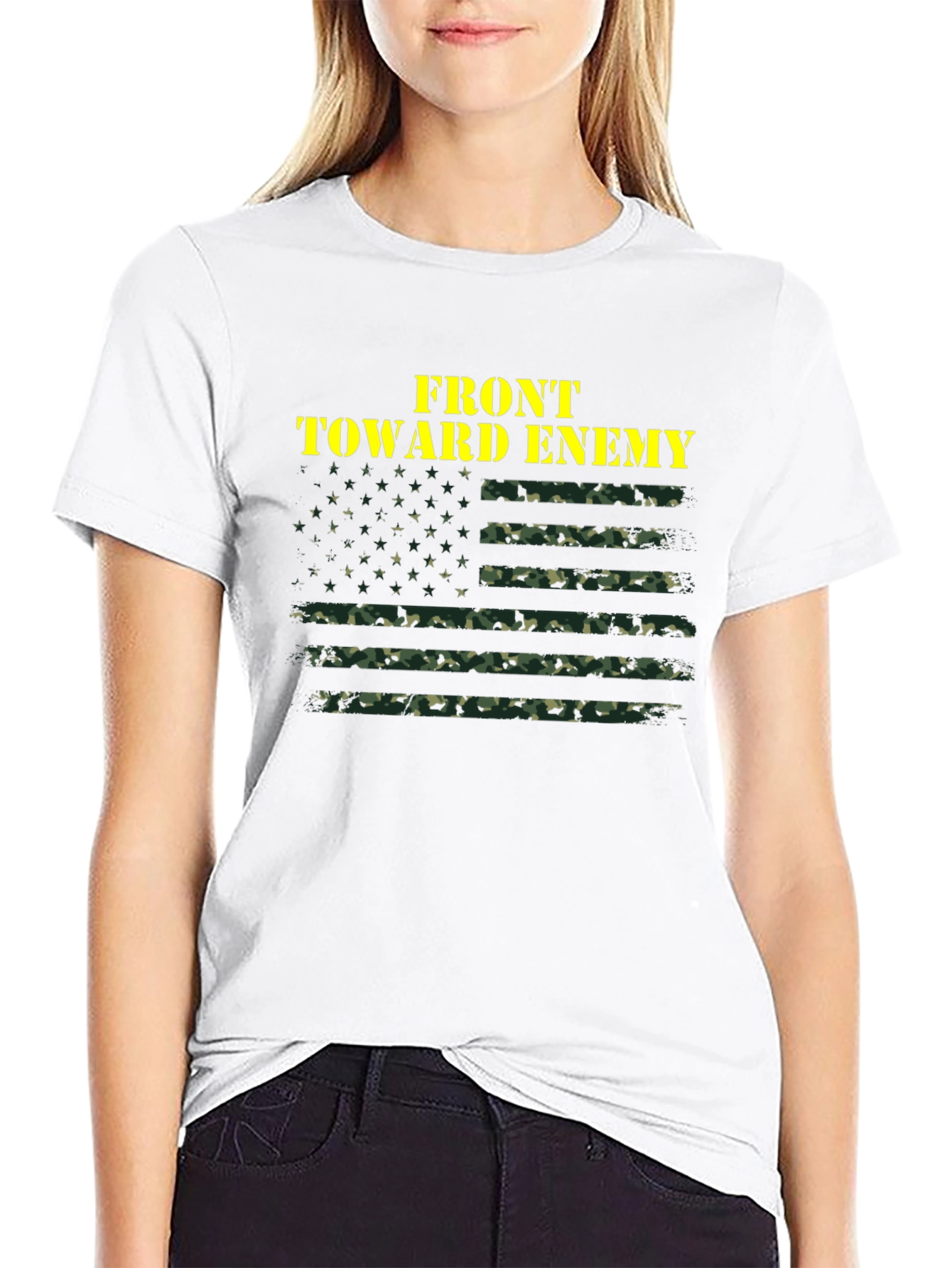 Front Toward Enemy Camo Flag T-Shirt