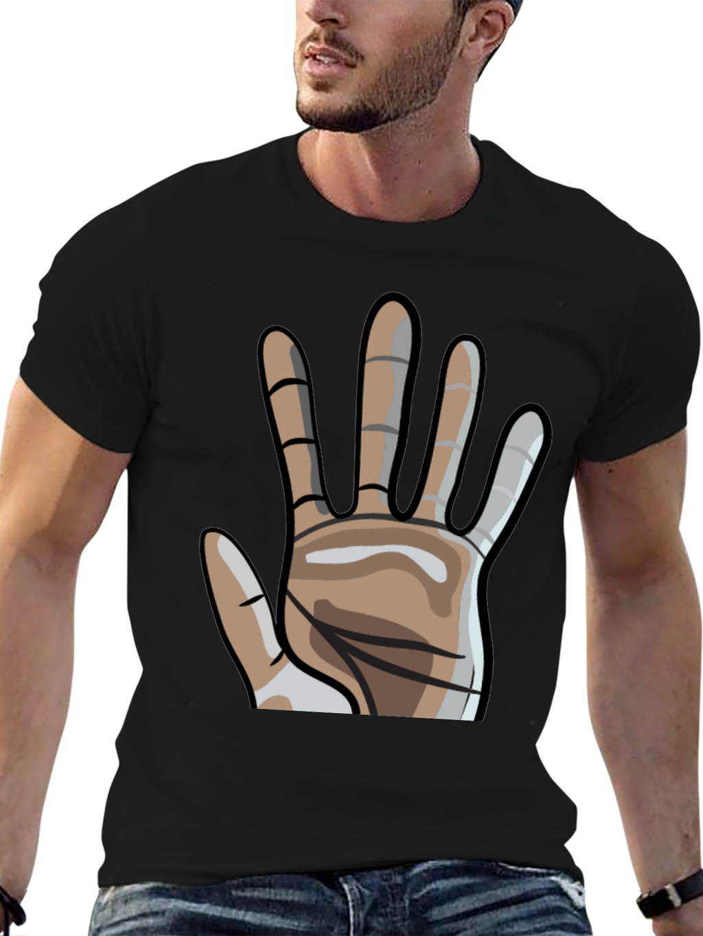 Graphic Hand Print Crew Neck T-Shirt