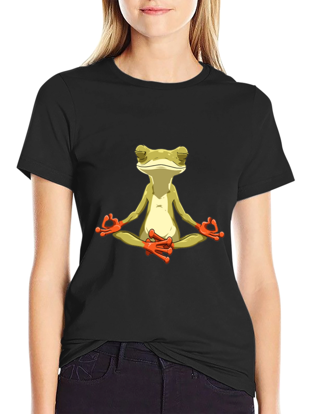 Meditating Frog Graphic Tee - Black T-Shirt