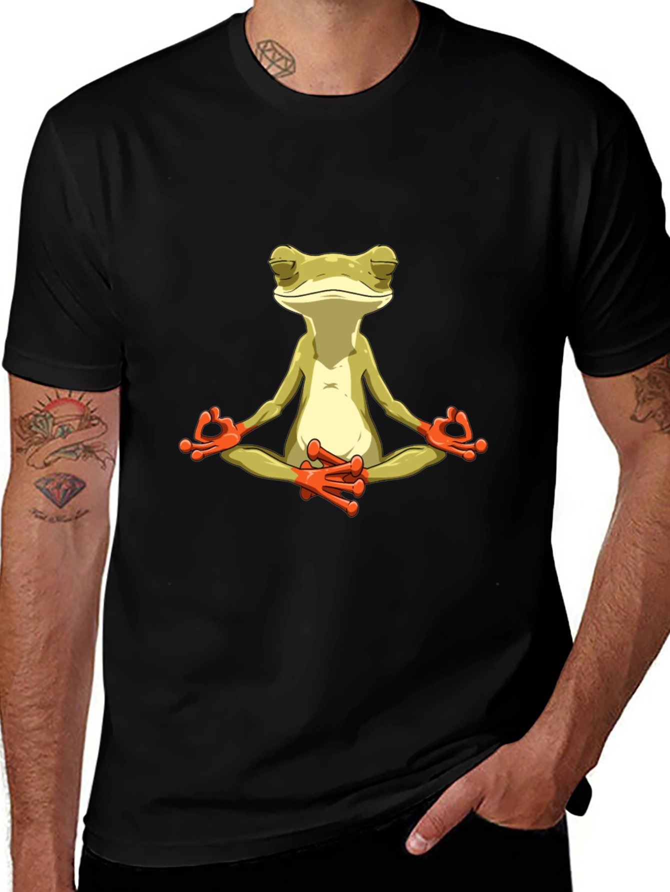 Meditating Frog Graphic Tee - Black T-Shirt