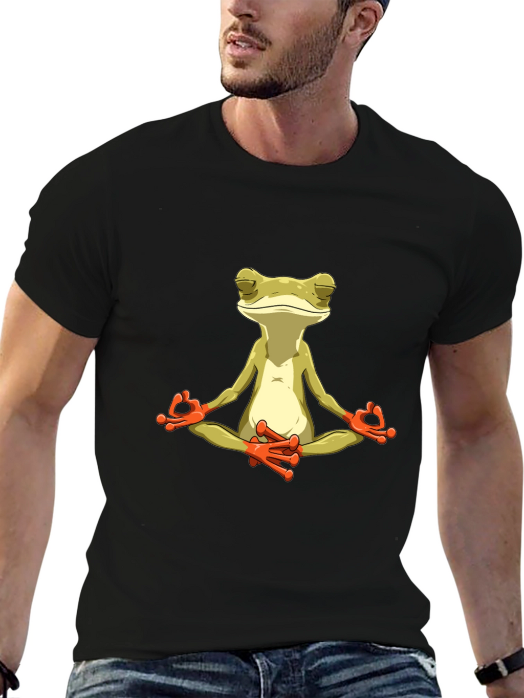 Meditating Frog Graphic Tee - Black T-Shirt