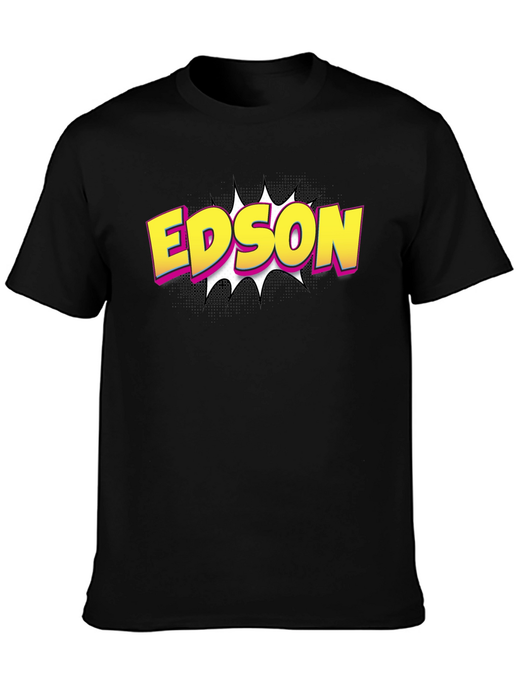 Edson Comic Style Graphic Tee - Black Cotton