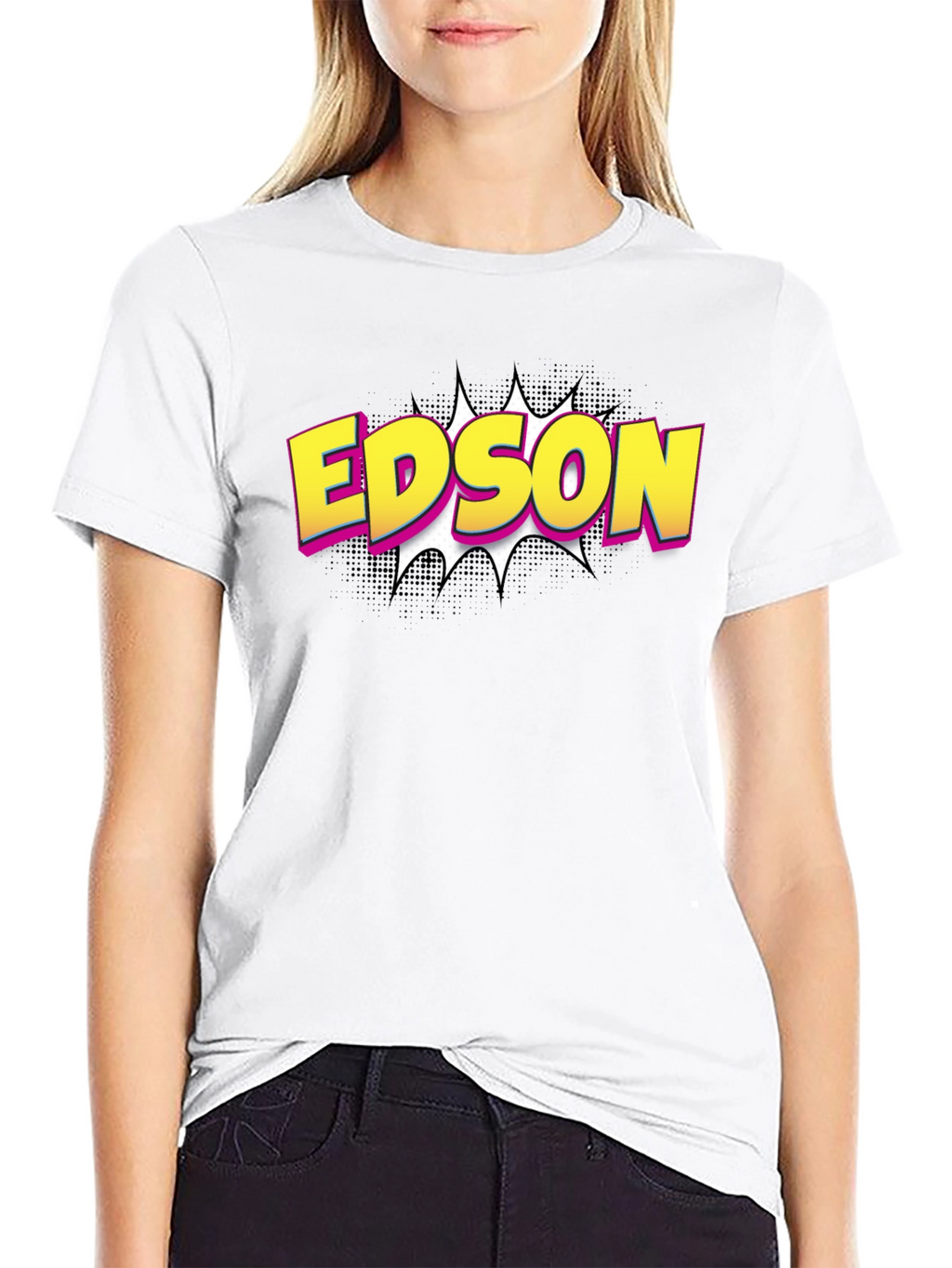 Edson Comic Style Graphic Tee - Black Cotton