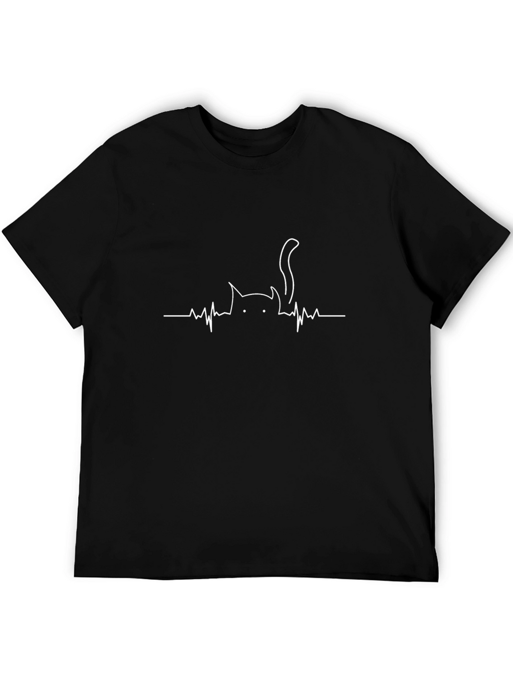 Cat Heartbeat T-Shirt - Black Unique Design