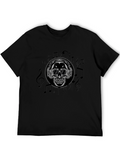 Skull Headphones Graphic T-Shirt - Black