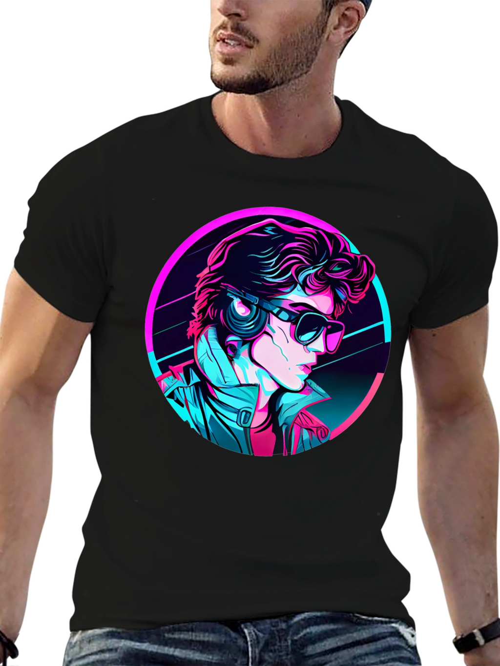 Retro Synthwave Graphic Tee - Black