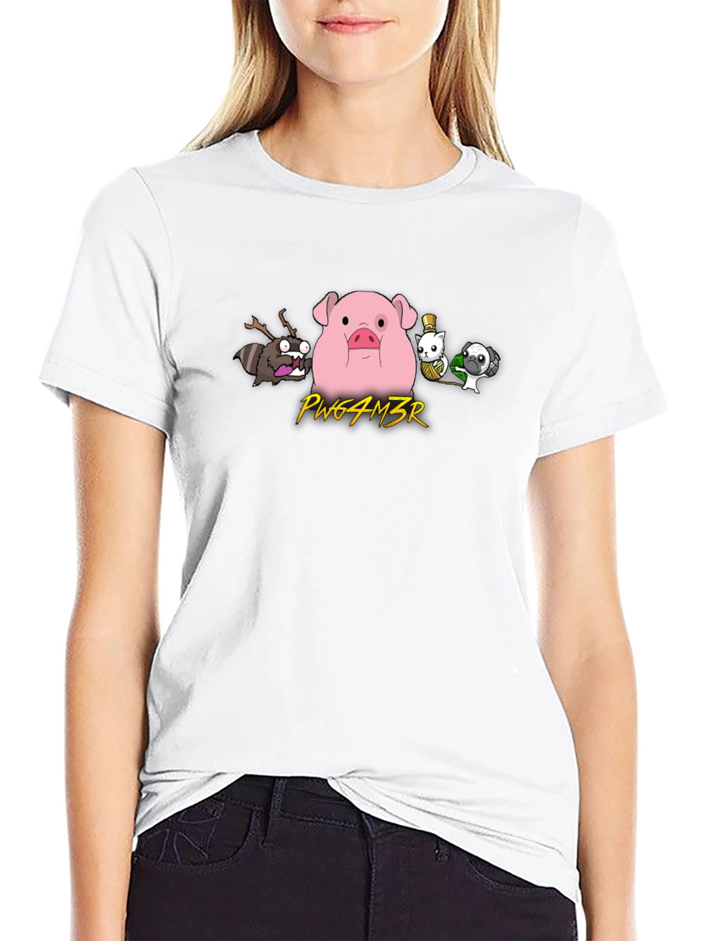 Gravity Falls Waddles & Friends Black T-Shirt