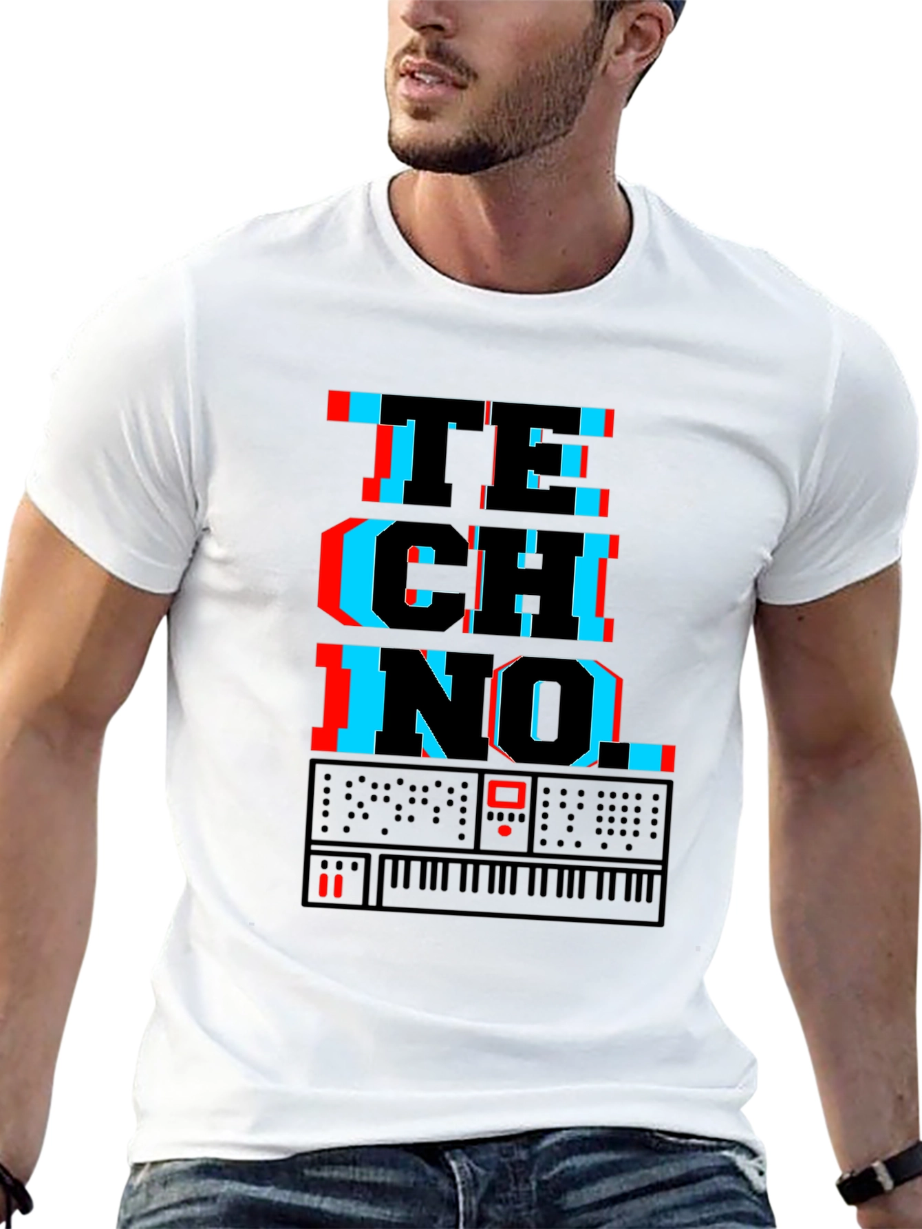 Techno Synth Glitch Graphic T-Shirt
