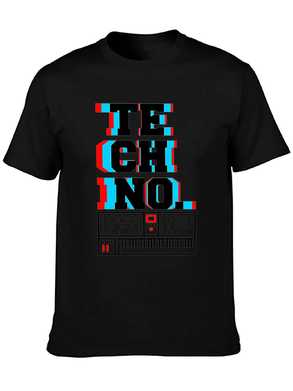 Techno Synth Glitch Graphic T-Shirt