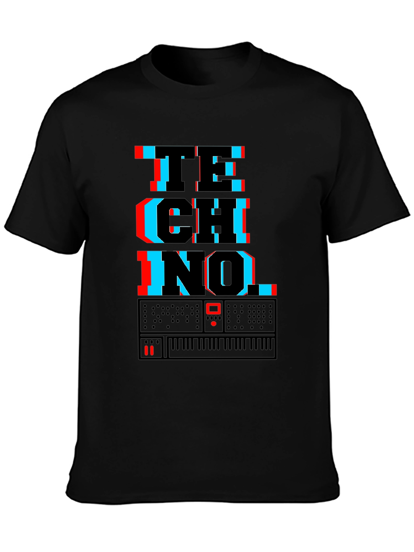 Techno Synth Glitch Graphic T-Shirt