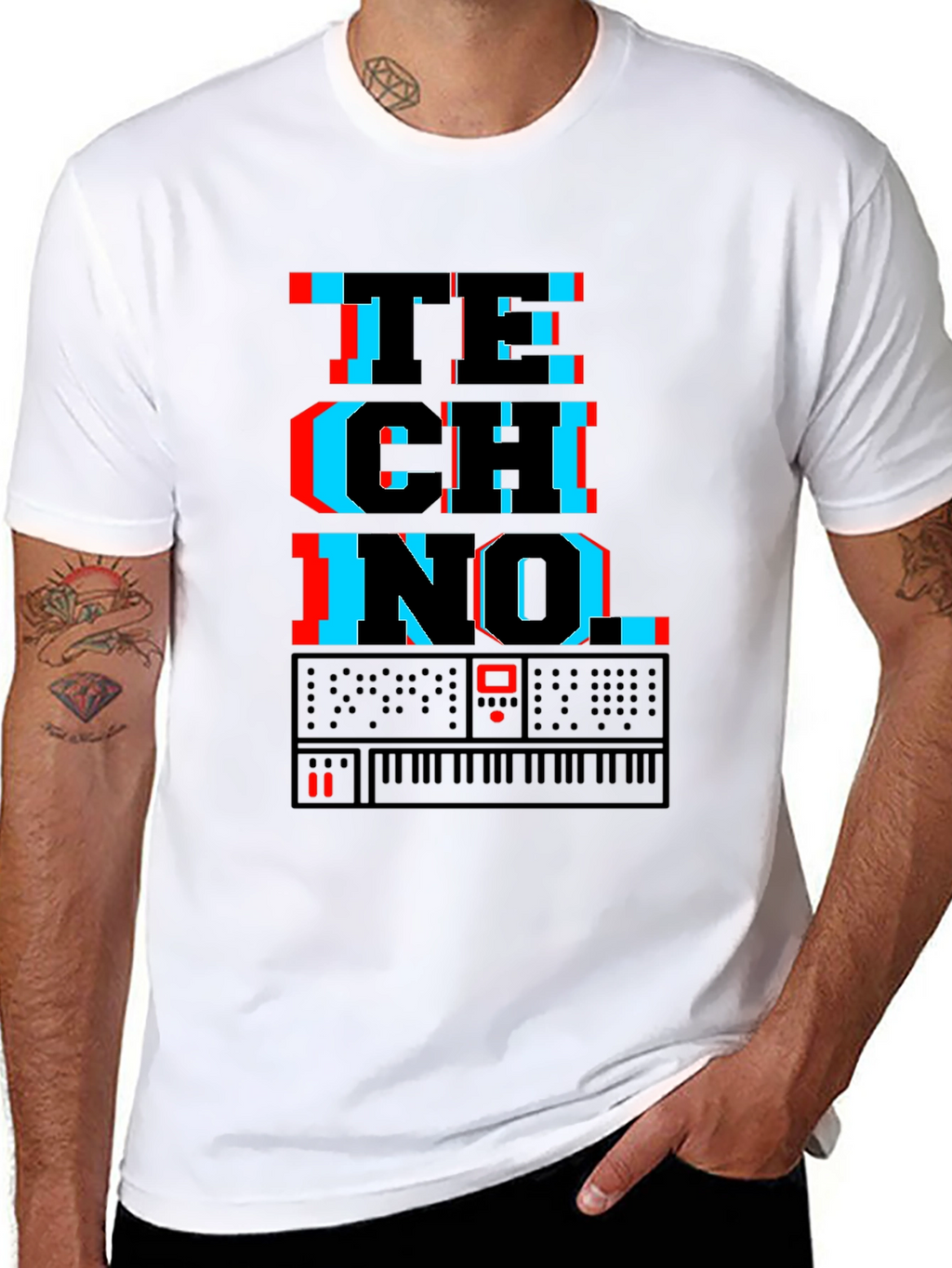 Techno Synth Glitch Graphic T-Shirt