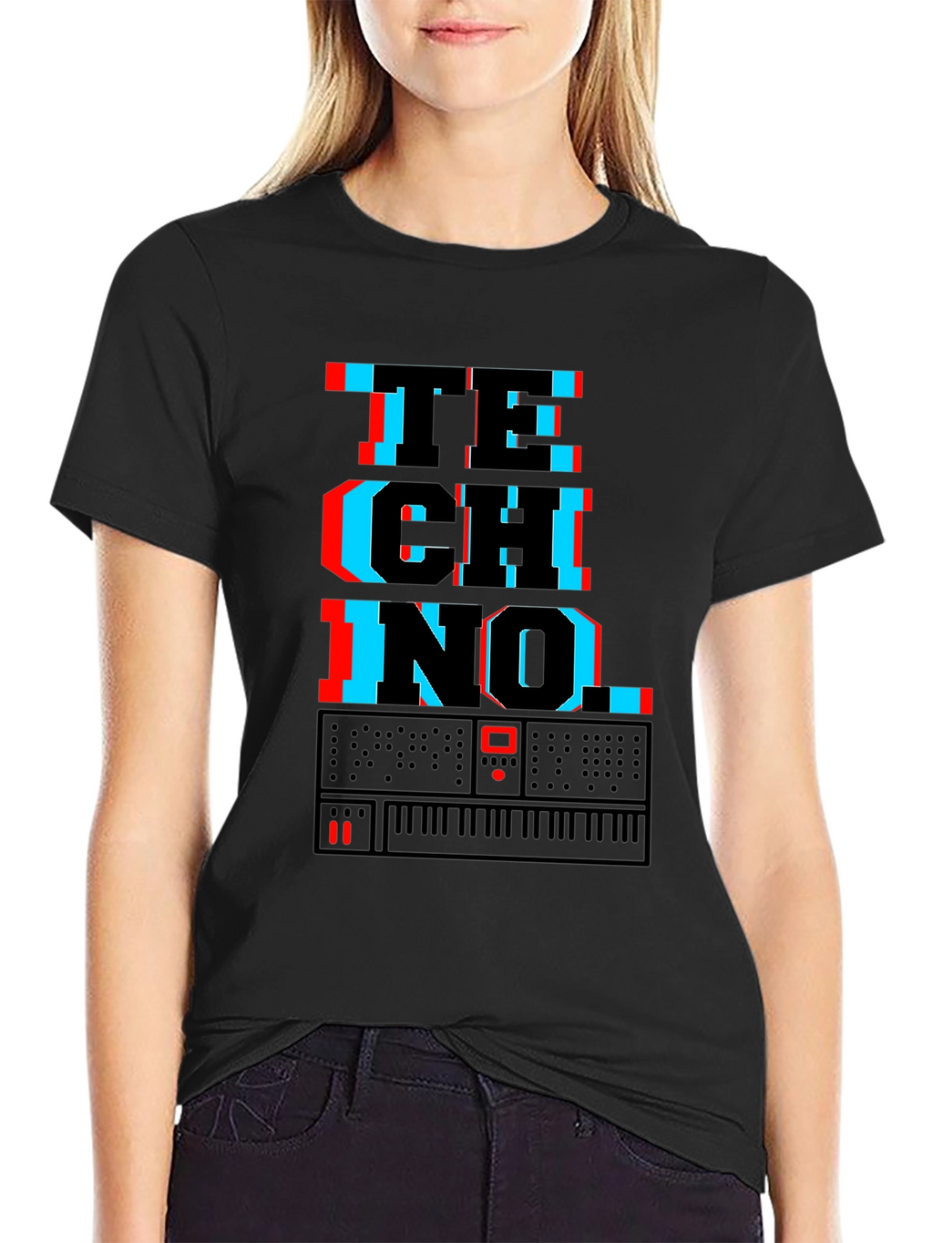 Techno Synth Glitch Graphic T-Shirt