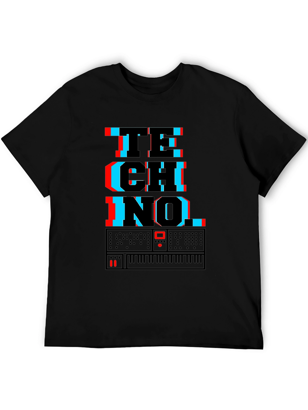 Techno Synth Glitch Graphic T-Shirt