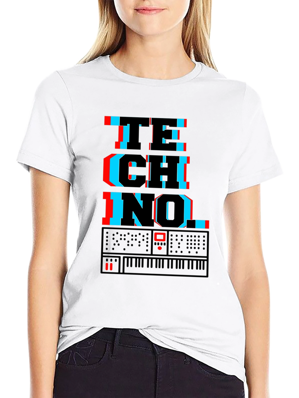 Techno Synth Glitch Graphic T-Shirt