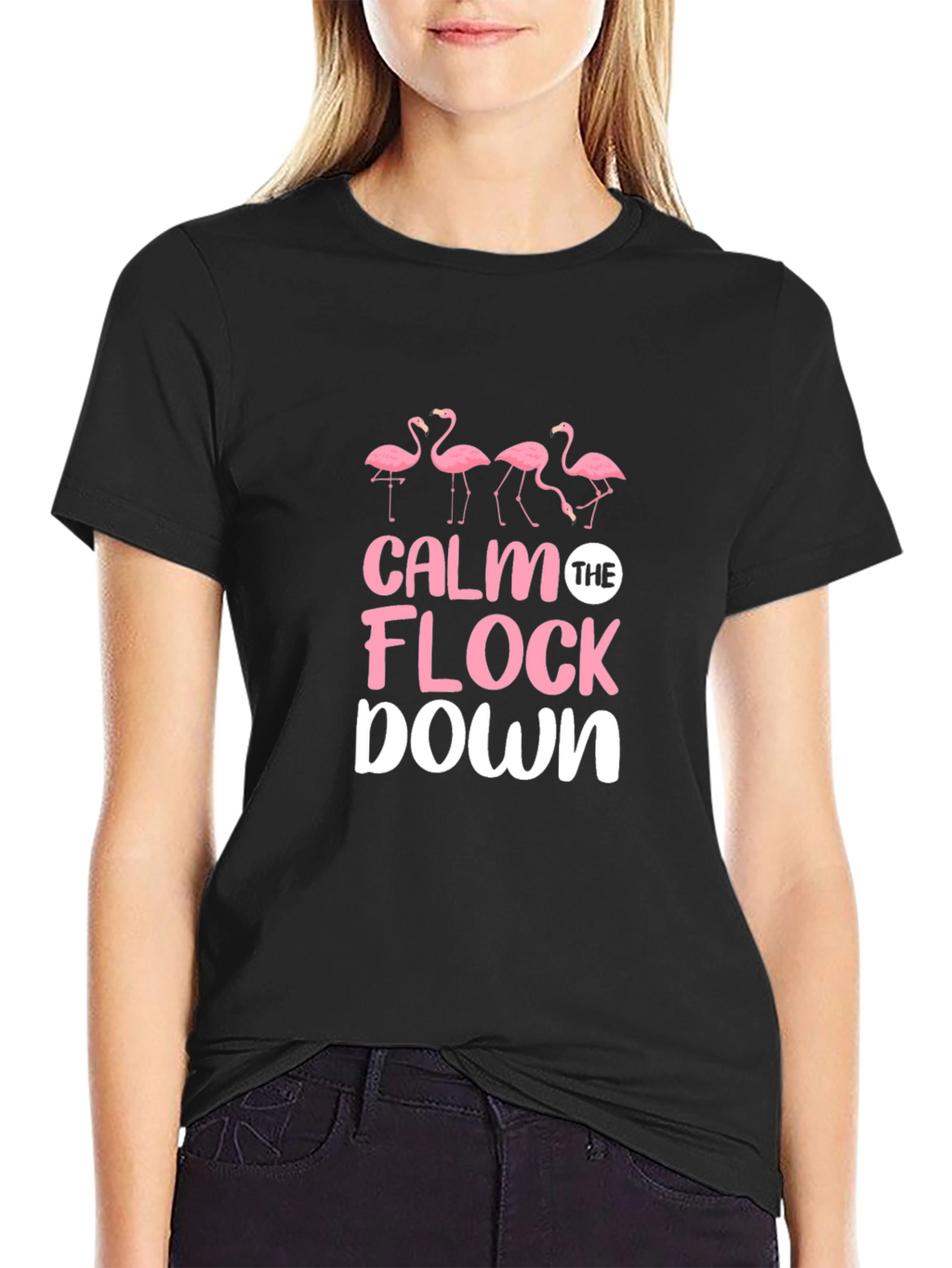 Calm The Flock Down Flamingo Graphic Tee