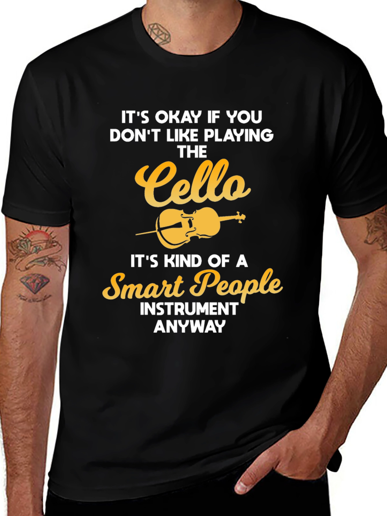 Cello Lovers Black T-Shirt - Smart People Instrument