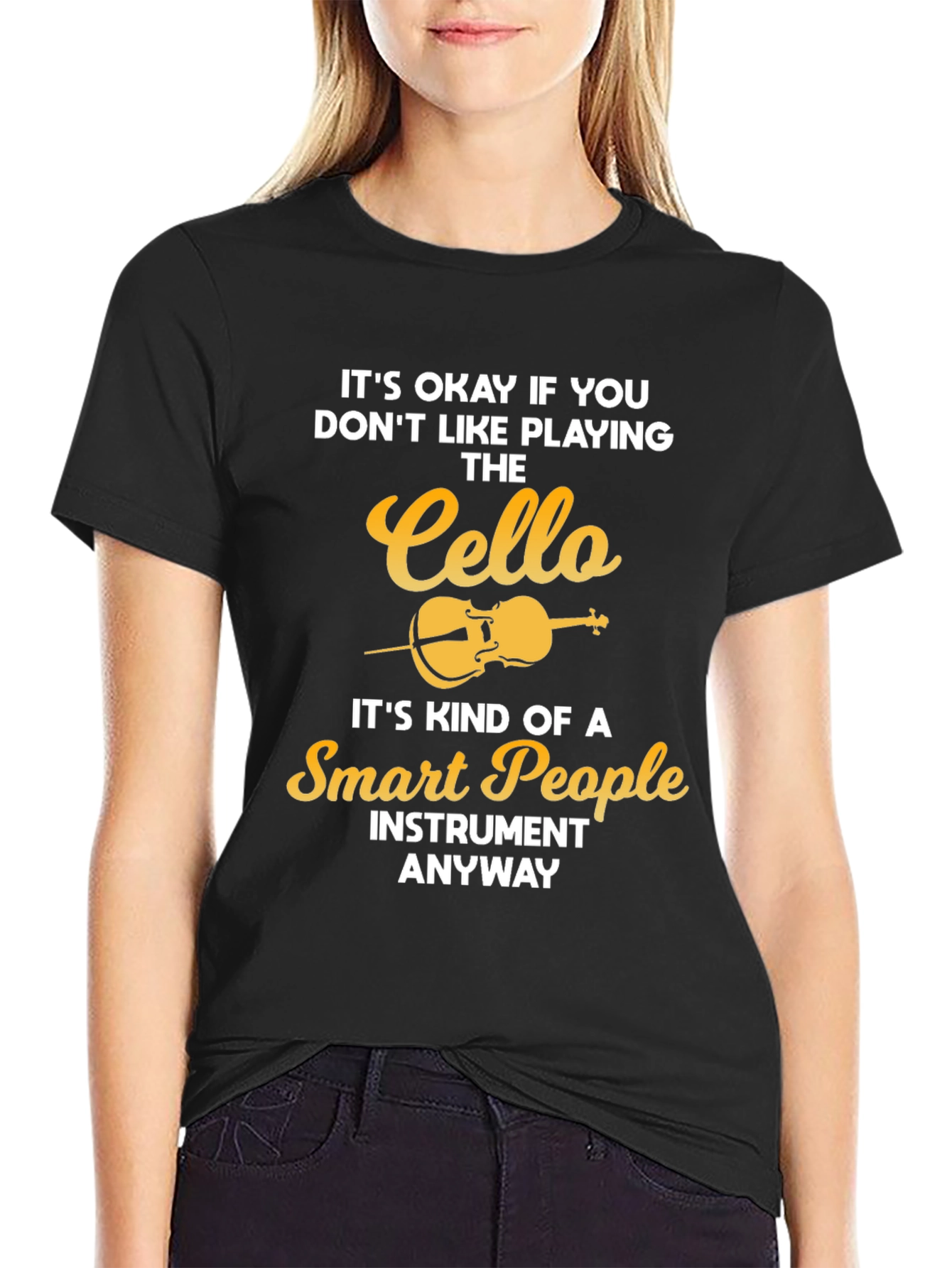 Cello Lovers Black T-Shirt - Smart People Instrument