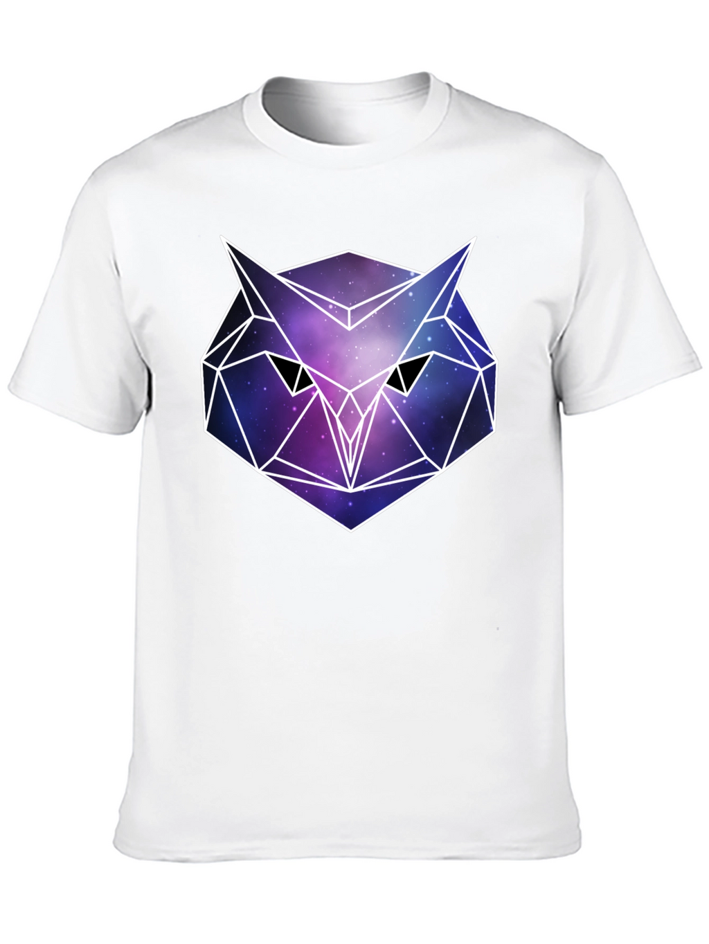 Geometric Owl Galaxy Print Black T-Shirt