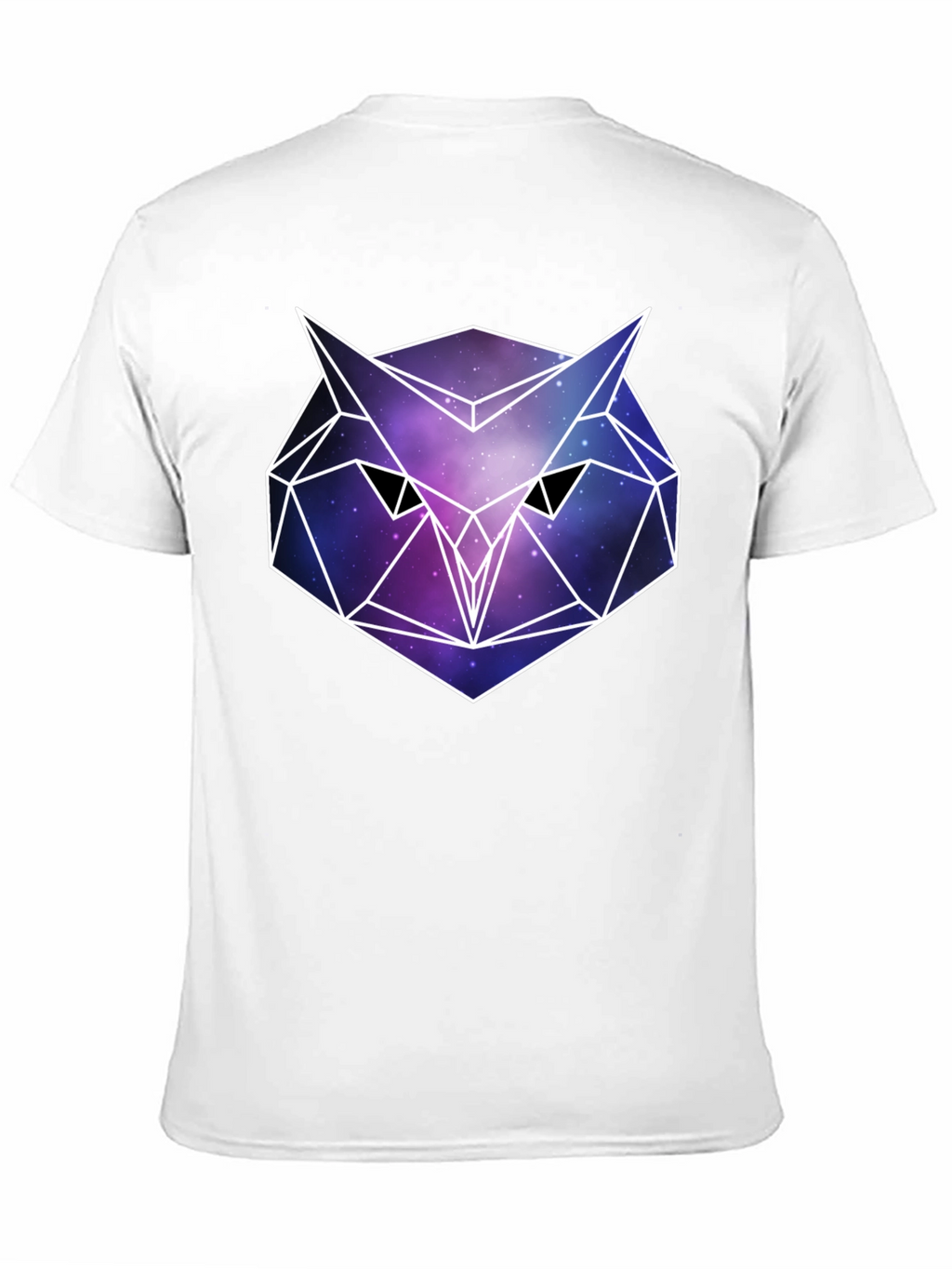 Geometric Owl Galaxy Print Black T-Shirt