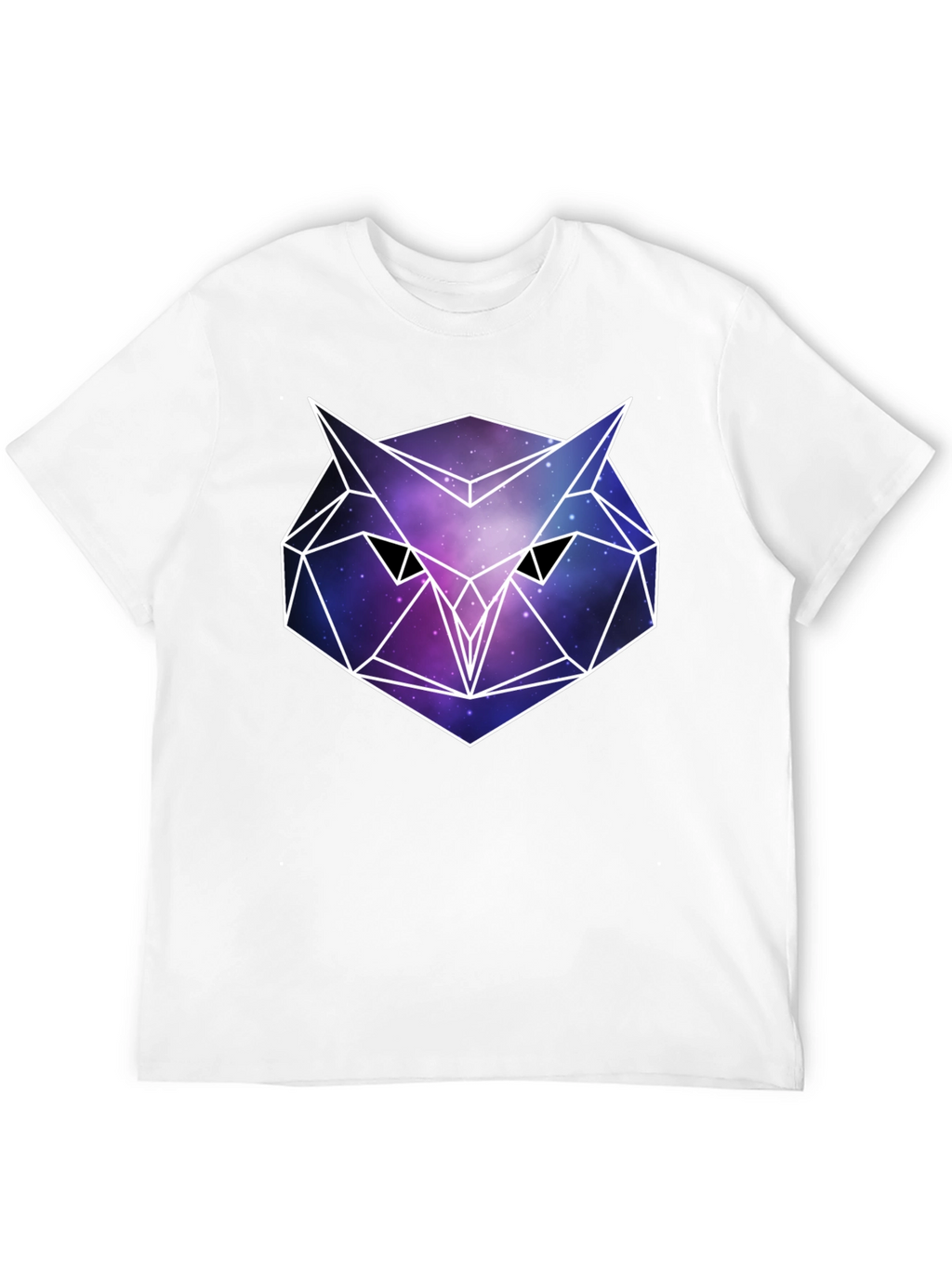 Geometric Owl Galaxy Print Black T-Shirt