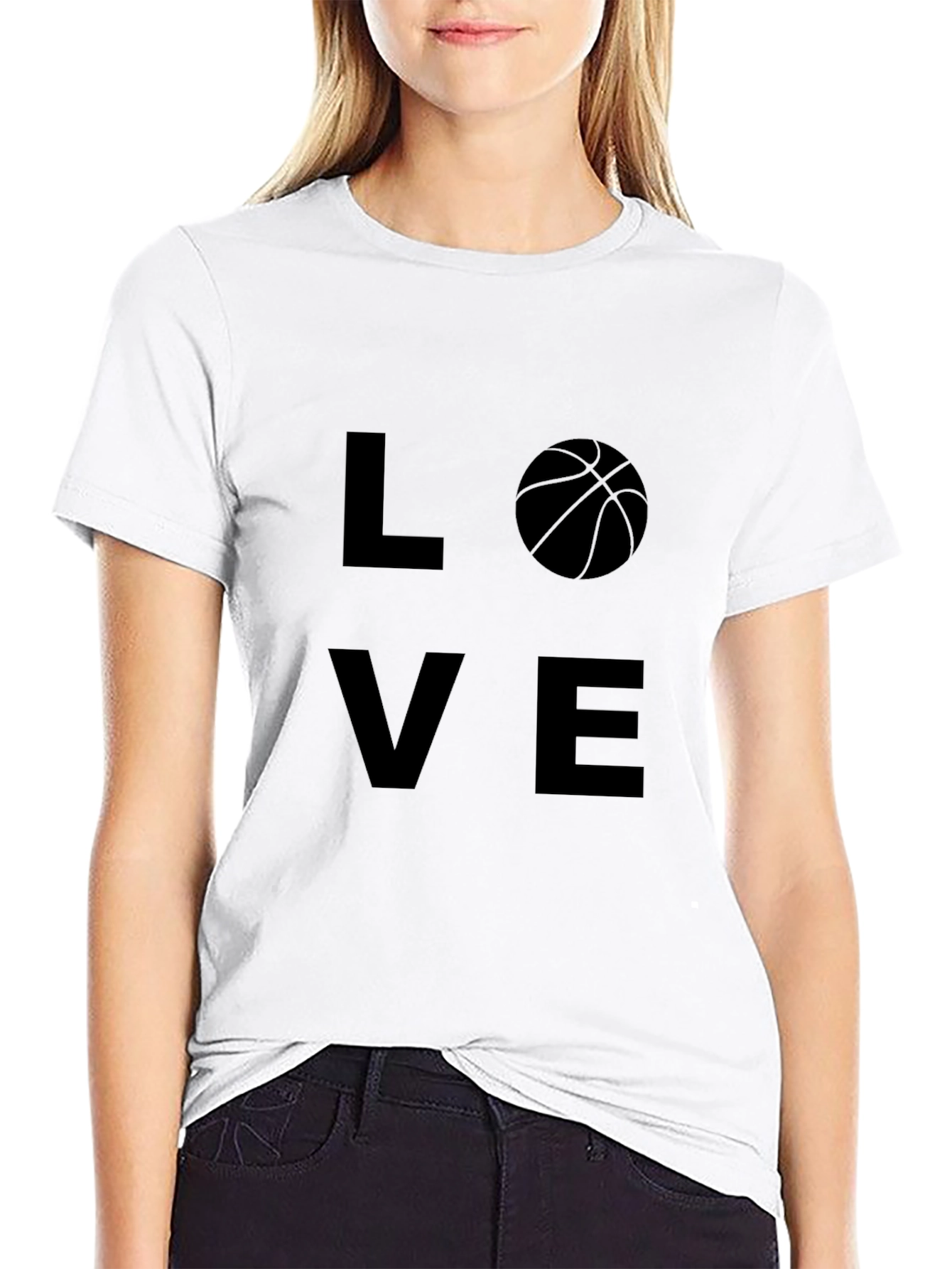 Love Basketball Graphic Tee - Black Cotton Blend