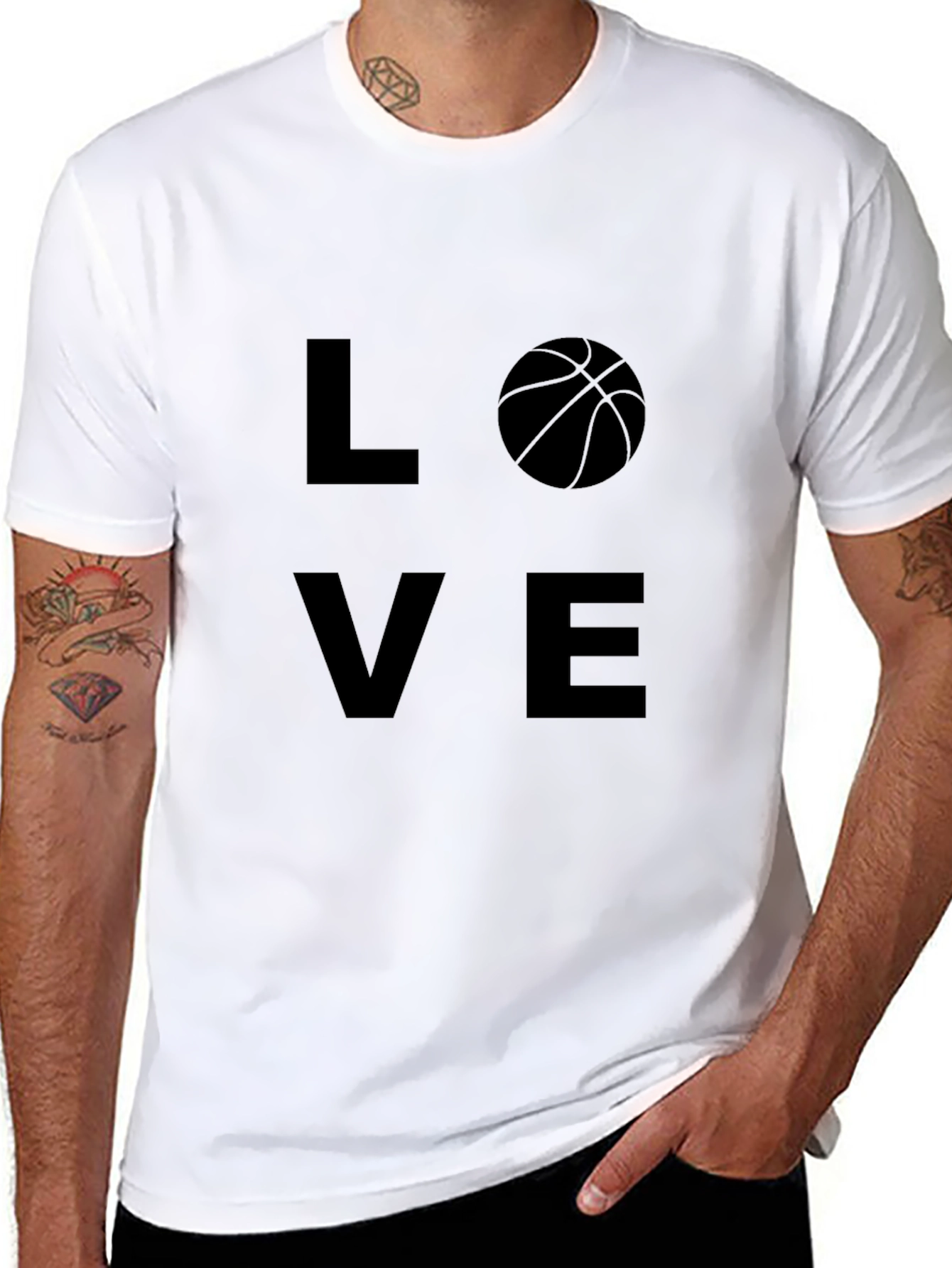 Love Basketball Graphic Tee - Black Cotton Blend