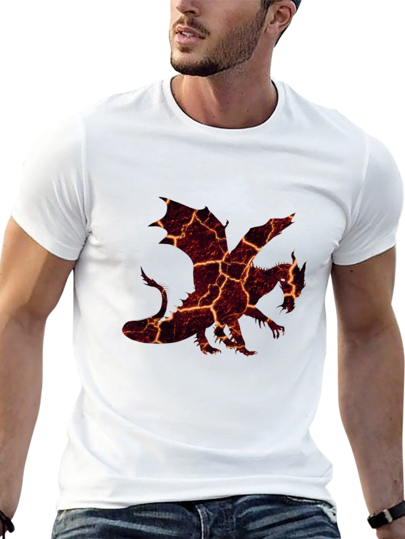 Fiery Dragon Graphic Black T-Shirt for Men