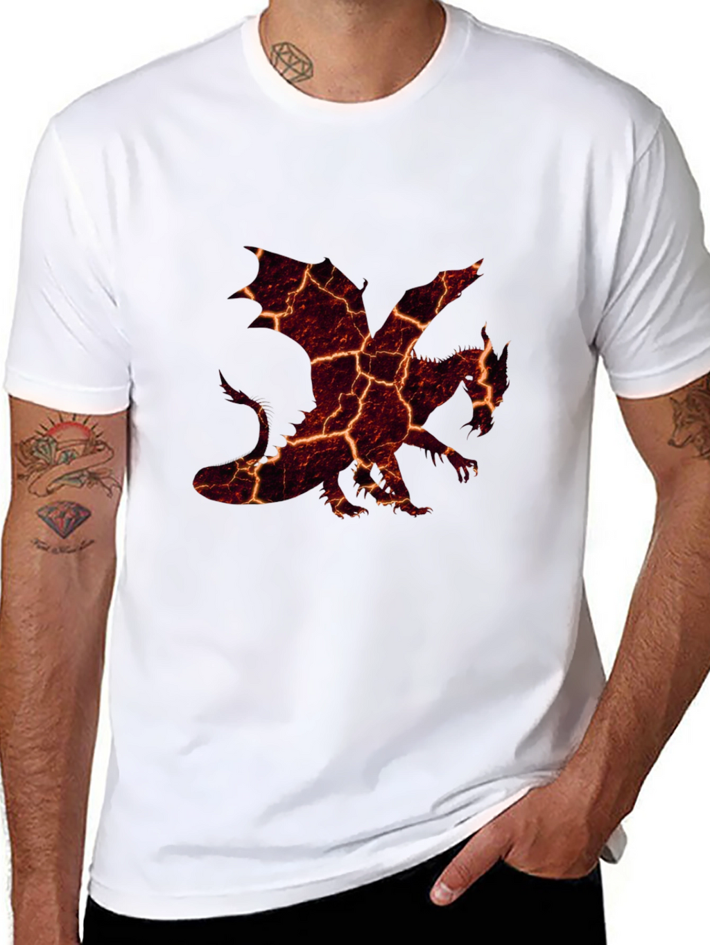 Fiery Dragon Graphic Black T-Shirt for Men