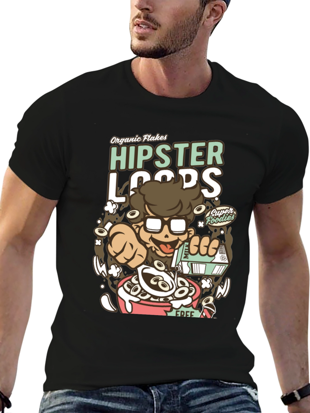Hipster Loops Graphic Tee - Cereal Lover T-Shirt