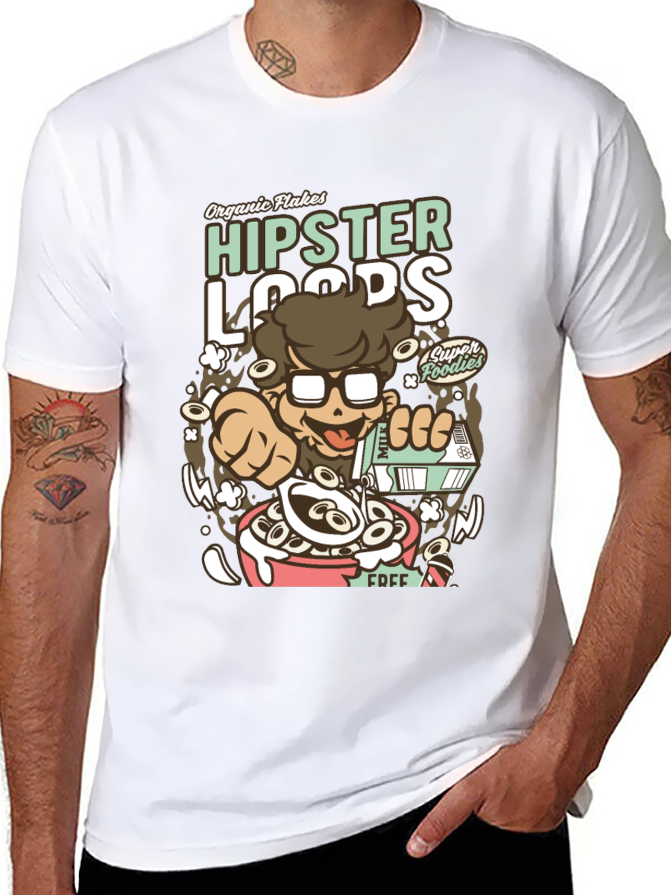 Hipster Loops Graphic Tee - Cereal Lover T-Shirt