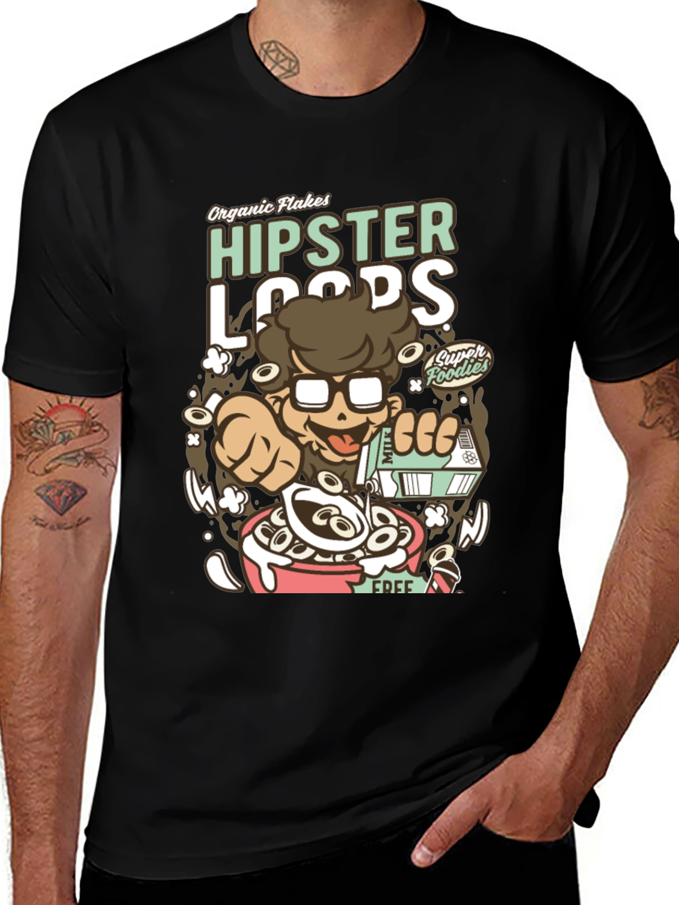 Hipster Loops Graphic Tee - Cereal Lover T-Shirt