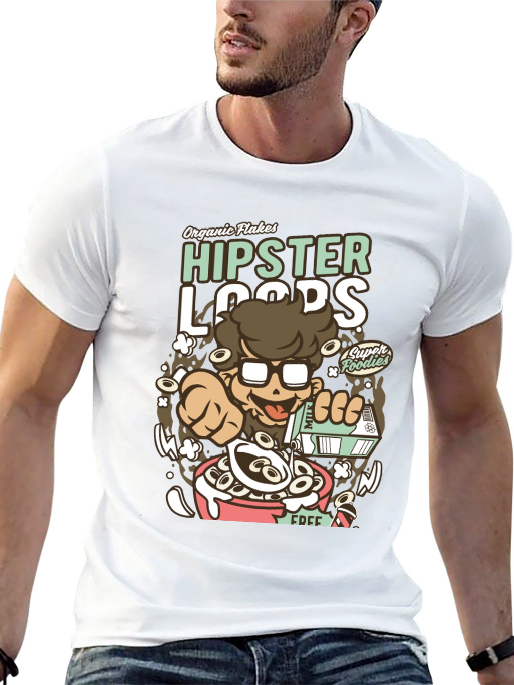 Hipster Loops Graphic Tee - Cereal Lover T-Shirt