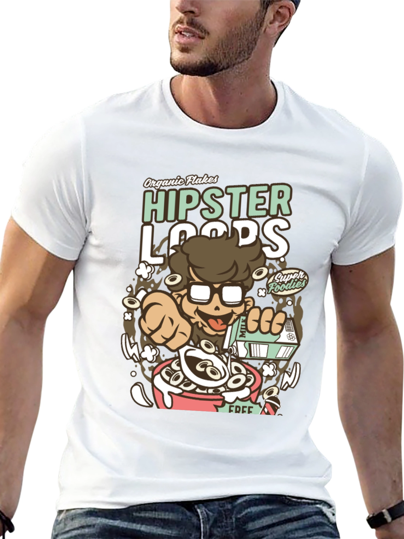 Hipster Loops Graphic Tee - Cereal Lover T-Shirt