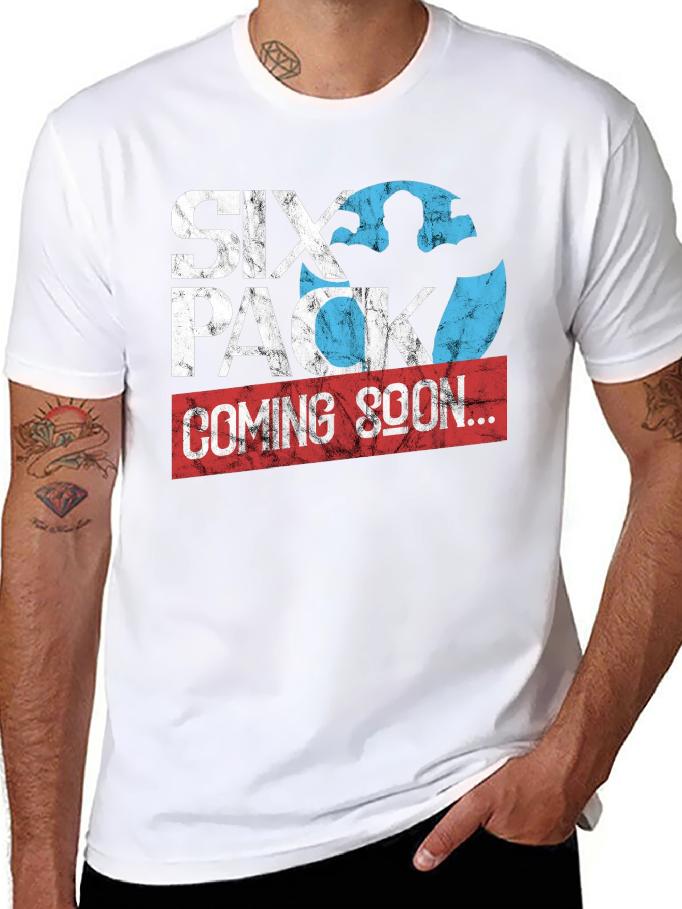 Six Pack Coming Soon Mens Black T-Shirt