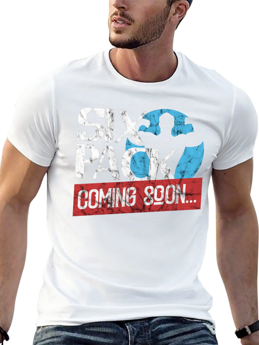 Six Pack Coming Soon Mens Black T-Shirt