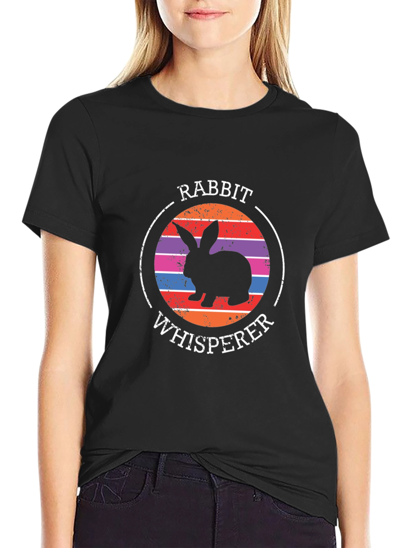 Rabbit Whisperer Graphic Tee - Unisex Black T-Shirt