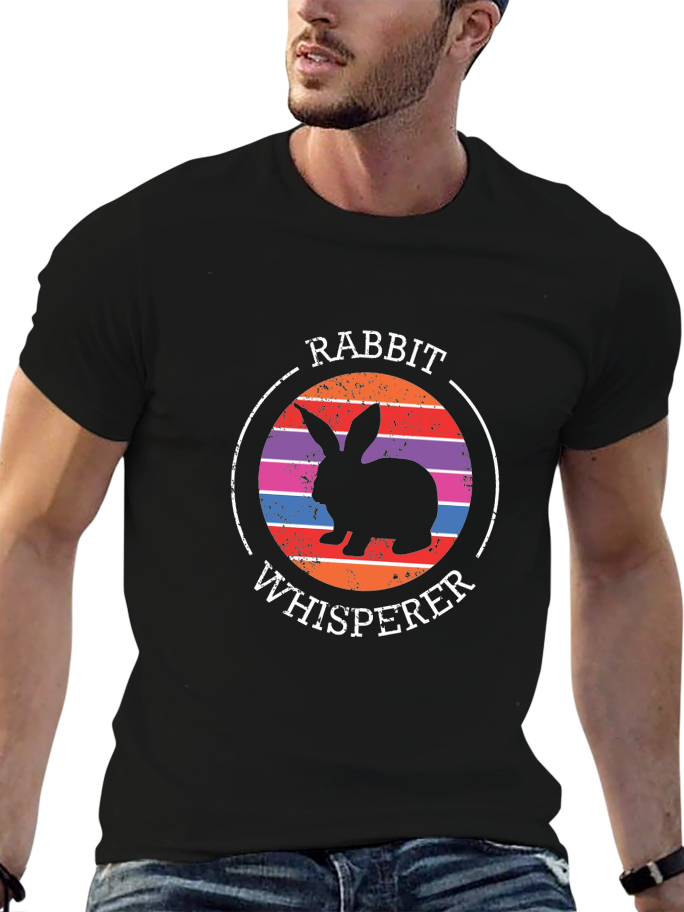 Rabbit Whisperer Graphic Tee - Unisex Black T-Shirt