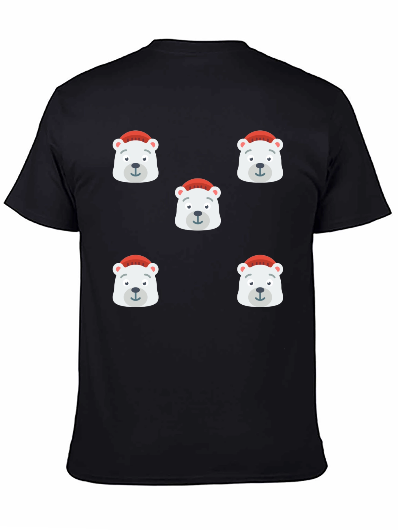 Festive Polar Bear Graphic Tee - Black
