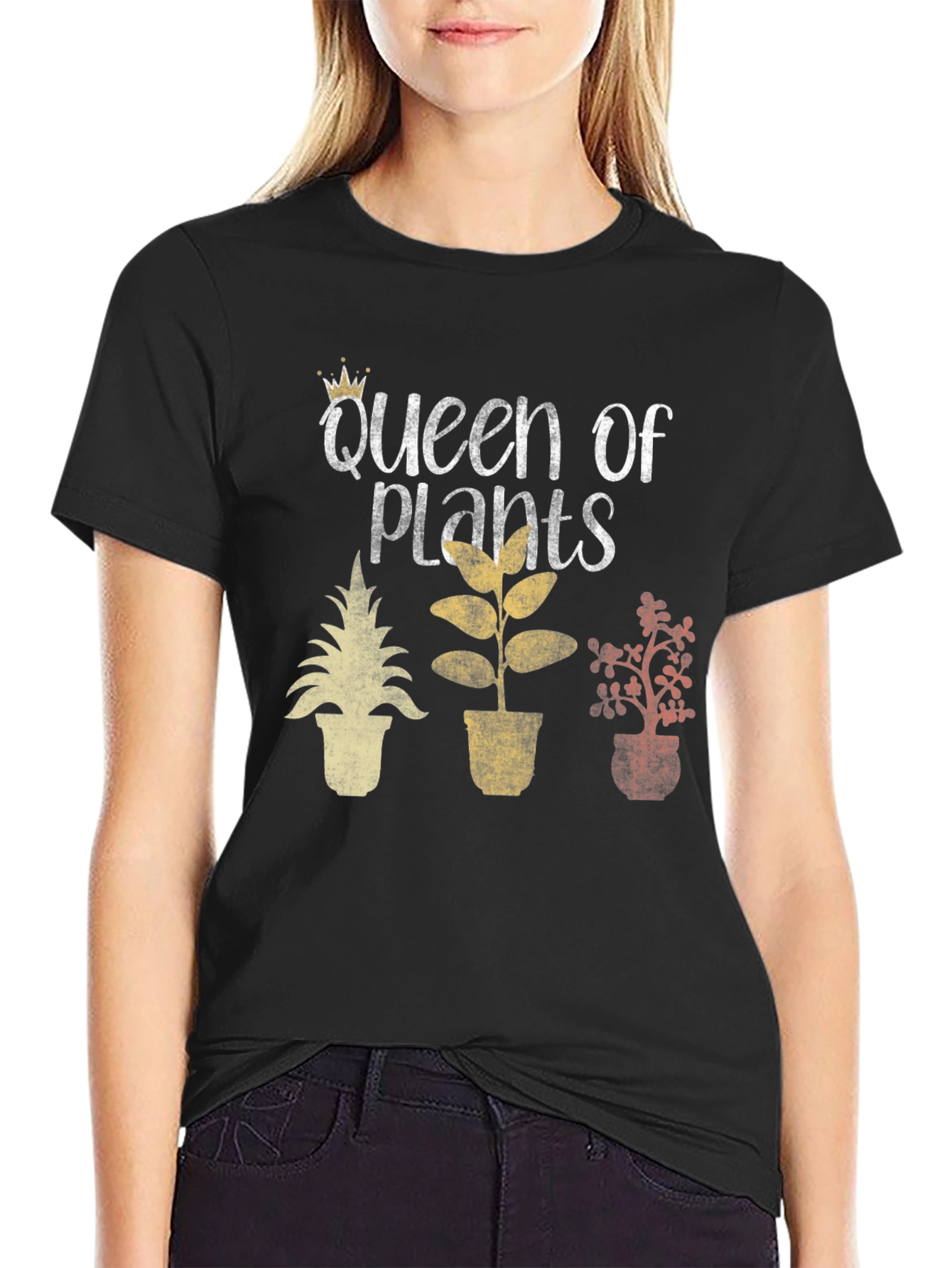 Queen of Plants Graphic Tee - Black Cotton Shirt