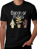 Queen of Plants Graphic Tee - Black Cotton Shirt
