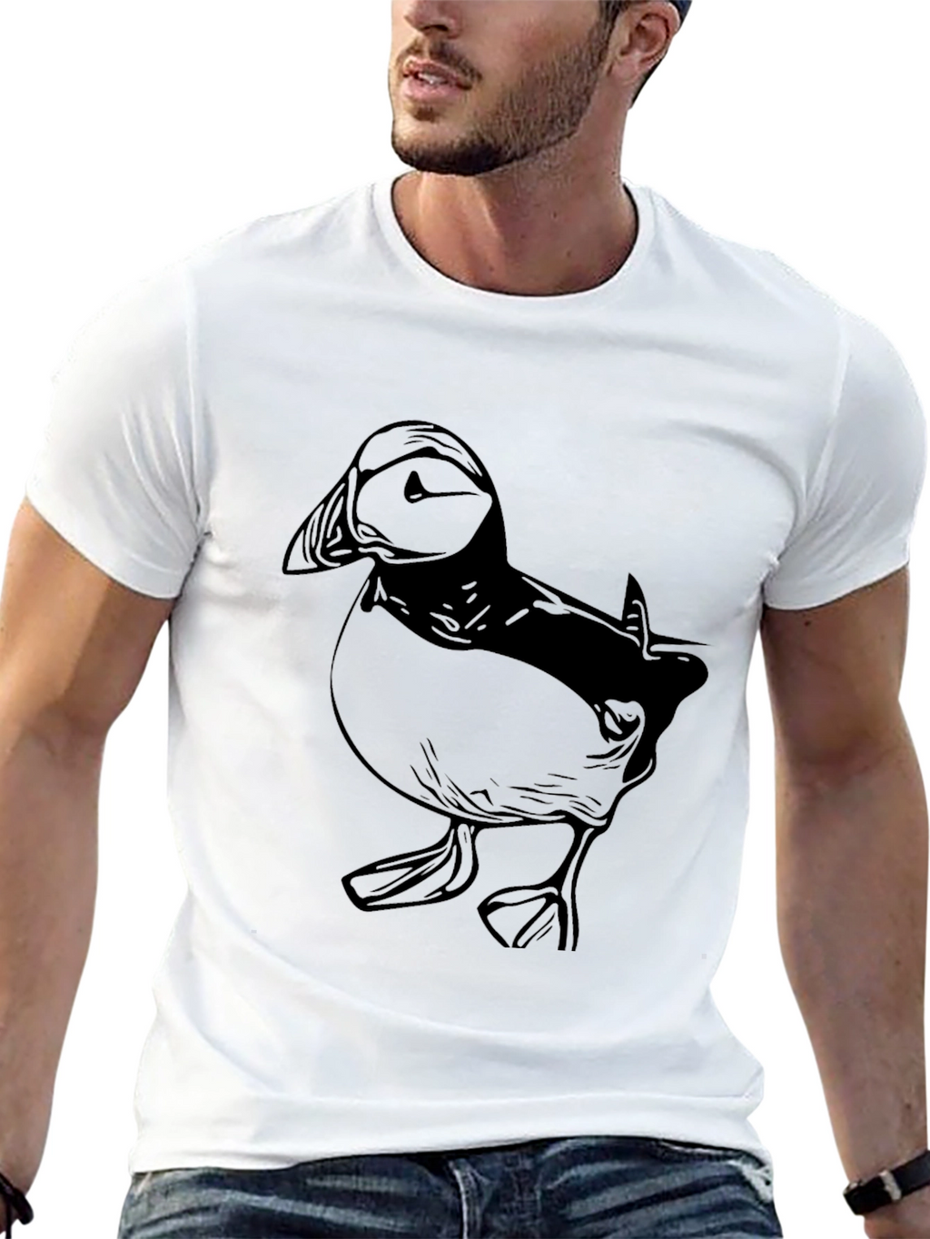 Puffin Graphic Print Mens Black T-Shirt